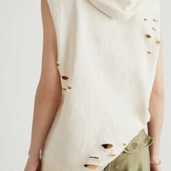 NWT FREE PEOPLE TRICIA FIX CHENILLE FLOWER CUT OFF HOODIE SWEATSHIRT MEDIUM 💚💛 - Picture 5 of 5